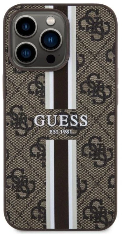 Guess GUHMP13XP4RPSW Apple iPhone 13 Pro Max 6.7″ rudos spalvos kietas dėklas 4G Printed Stripes MagSafe