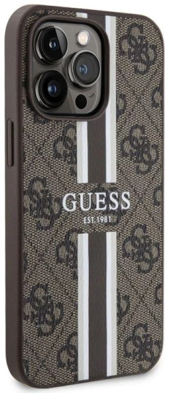Guess GUHMP13XP4RPSW Apple iPhone 13 Pro Max 6.7″ rudos spalvos kietas dėklas 4G Printed Stripes MagSafe