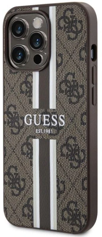 Guess GUHMP13XP4RPSW Apple iPhone 13 Pro Max 6.7″ rudos spalvos kietas dėklas 4G Printed Stripes MagSafe