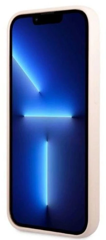 Guess GUHMP13XSPLP Apple iPhone 13 Pro Max 6,7″ rožinės spalvos kietas dėklas Silicone Logo Plate MagSafe