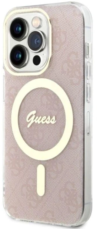 Guess GUHMP14LH4STP Apple iPhone 14 Pro 6.1″ rožinės spalvos kietas dėklas 4G MagSafe