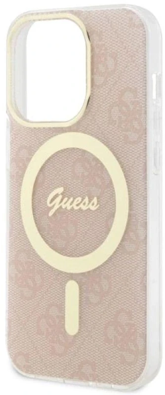 Guess GUHMP14LH4STP Apple iPhone 14 Pro 6.1″ rožinės spalvos kietas dėklas 4G MagSafe