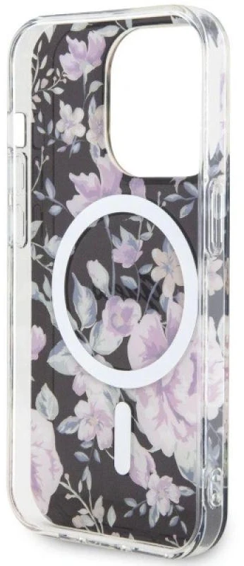Guess GUHMP14LHCFWSK iPhone 14 Pro 6.1″ juodos spalvos kietas dėklas Flower MagSafe