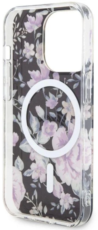 Guess GUHMP14LHCFWSK Apple iPhone 14 Pro 6.1″ juodos spalvos kietas dėklas Flower MagSafe