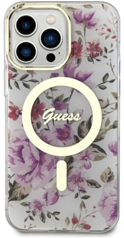 Guess GUHMP14LHCFWST Apple iPhone 14 Pro 6.1″ skaidrus kietas dėklas Flower MagSafe