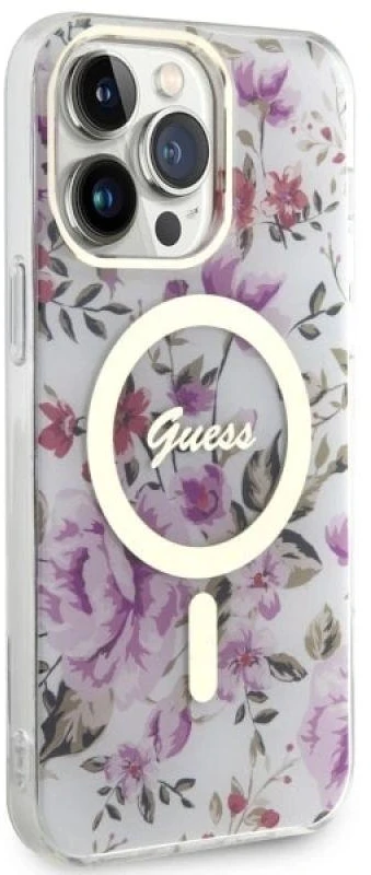 Guess GUHMP14LHCFWST Apple iPhone 14 Pro 6.1″ skaidrus kietas dėklas Flower MagSafe