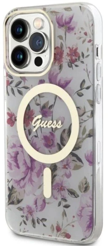 Guess GUHMP14LHCFWST Apple iPhone 14 Pro 6.1″ skaidrus kietas dėklas Flower MagSafe