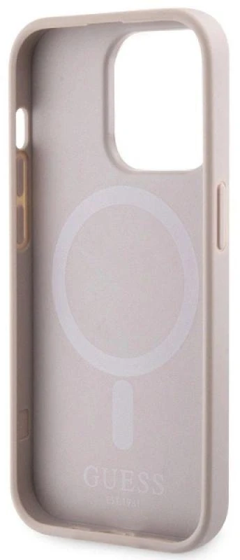 Apple iPhone 14 Pro Guess dėklas GCube Stripes MagSafe (GUHMP14LHGCFSEP) rožinės spalvos