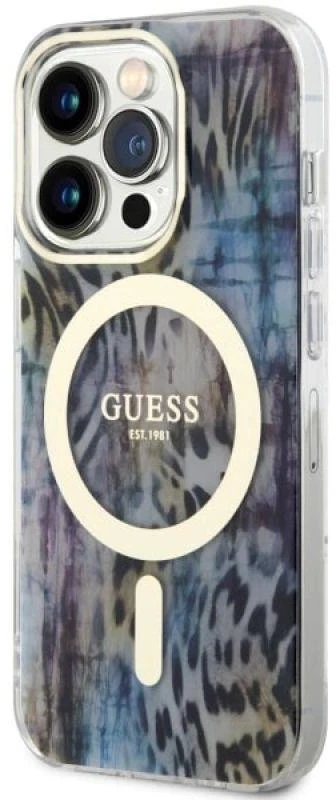 Dėklas GUESS GUHMP14LHLEOPWB IPHONE 14 PRO 6.1 "Mėlynas/Mėlynas HARDCASE LEOPARD MAGSAFE