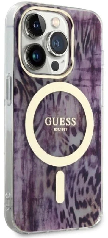 Dėklas GUESS GUHMP14LHLEOPWP IPHONE 14 PRO 6.1 "Rožinis/Rožinis HARDCASE LEOPARD MAGSAFE