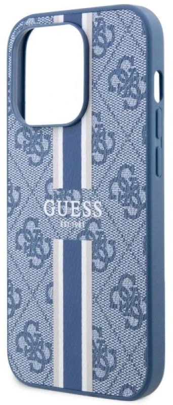 Guess telefono dėklas iPhone 14 Pro 6,1 GUHMP14LP4RPSB mėlynas hardtelefono dėklas Magsafe 4G Printed Stripes