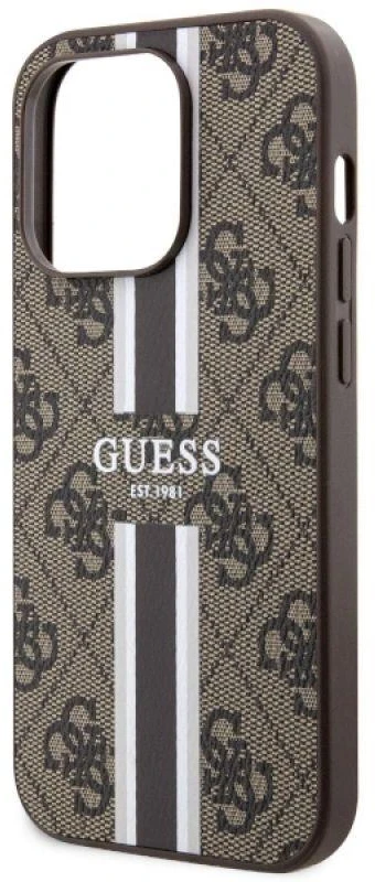 Guess GUHMP14LP4RPSW Apple iPhone 14 Pro 6.1″ rudos spalvos kietas dėklas 4G Printed Stripes MagSafe