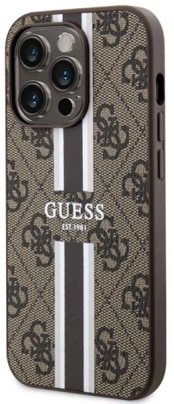 Guess GUHMP14LP4RPSW Apple iPhone 14 Pro 6.1″ rudos spalvos kietas dėklas 4G Printed Stripes MagSafe