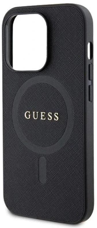 Guess GUHMP14LPSAHMCK Apple iPhone 14 Pro 6.1″ juodos spalvos kietas dėklas Saffiano MagSafe