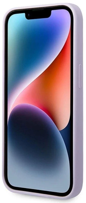 Guess telefono dėklas iPhone 14 Pro 6,1 GUHMP14LSBPLU violetinė hard telefono dėklas Liquid Silikoninis Logo MagSafe