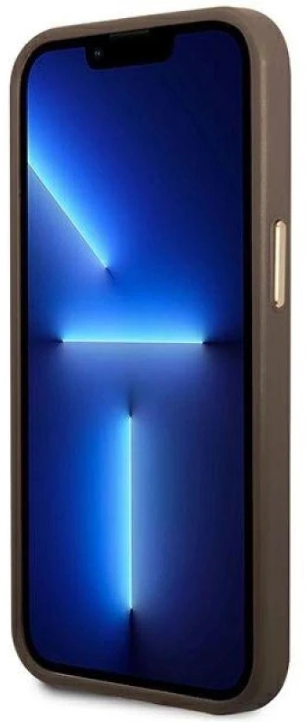 Guess GUHMP14LU4GPRW Apple iPhone 14 Pro 6,1″ rudos spalvos kietas dėklas 4G Logo Plate MagSafe