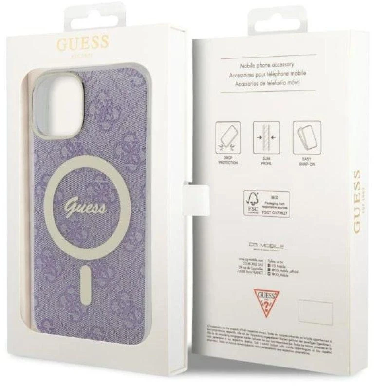 Dėklas GUESS GUHMP14MH4STU IPHONE 14 PLUS / 15 PLUS 6.7 "PURPLE / PURPLE HARDCASE 4G MAGSAFE
