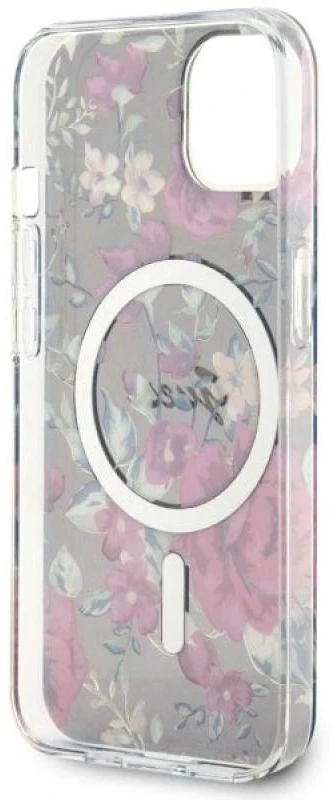 Dėklas GUESS GUHMP14MHCFWSA IPHONE 14 PLUS / 15 PLUS 6.7 "Žalias / KHAKI HARDCASE FLOWER MAGSAFE