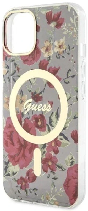 Dėklas GUESS GUHMP14MHCFWSA IPHONE 14 PLUS / 15 PLUS 6.7 "Žalias / KHAKI HARDCASE FLOWER MAGSAFE