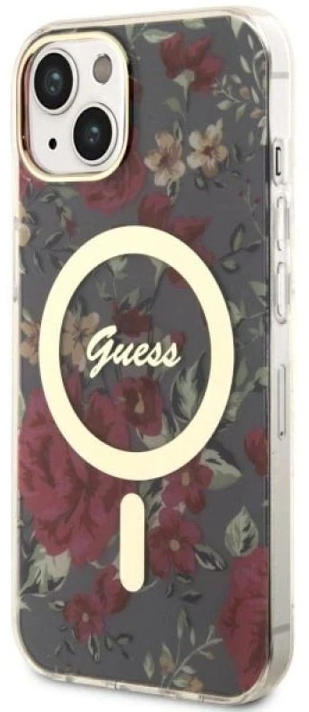 Dėklas GUESS GUHMP14MHCFWSA IPHONE 14 PLUS / 15 PLUS 6.7 "Žalias / KHAKI HARDCASE FLOWER MAGSAFE