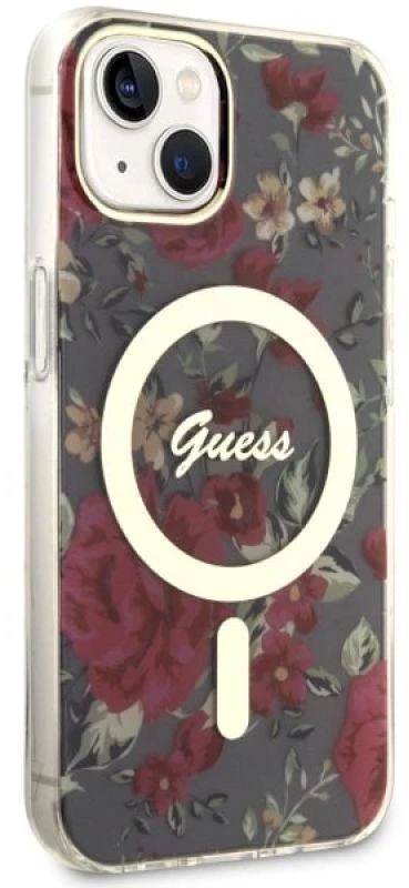 Dėklas GUESS GUHMP14MHCFWSA IPHONE 14 PLUS / 15 PLUS 6.7 "Žalias / KHAKI HARDCASE FLOWER MAGSAFE