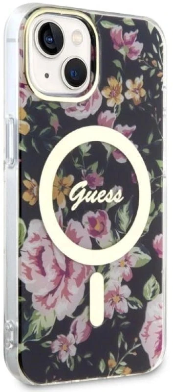 Dėklas GUESS GUHMP14MHCFWSK IPHONE 14 PLUS / 15 PLUS 6.7 "Juodas / Juodas HARDCASE FLOWER MAGSAFE