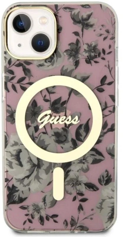 Dėklas GUESS GUHMP14MHCFWSP IPHONE 14 PLUS / / 15 PLUS 6.7 "Rožinis / Rožinis HARDCASE FLOWER MAGSAFE