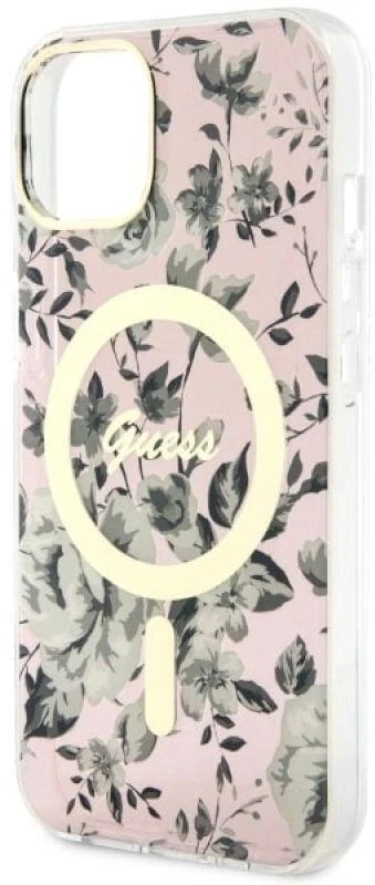 Dėklas GUESS GUHMP14MHCFWSP IPHONE 14 PLUS / / 15 PLUS 6.7 "Rožinis / Rožinis HARDCASE FLOWER MAGSAFE
