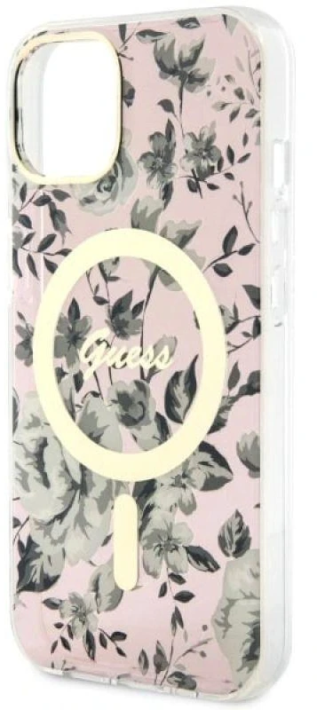 Dėklas GUESS GUHMP14MHCFWSP IPHONE 14 PLUS / / 15 PLUS 6.7 "Rožinis / Rožinis HARDCASE FLOWER MAGSAFE