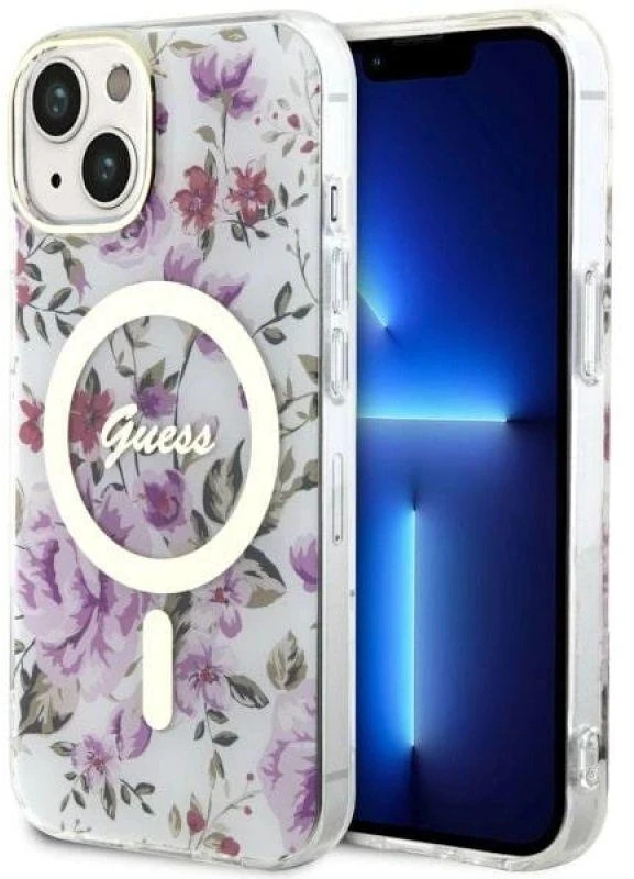 Dėklas GUESS GUHMP14MHCFWST IPHONE 14 PLUS / 15 PLUS 6.7 "TRANSPARENT HARDCASE FLOWER MAGSAFE