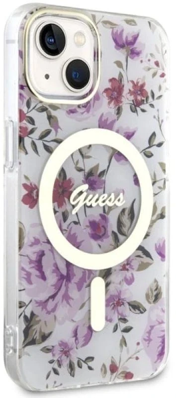 Dėklas GUESS GUHMP14MHCFWST IPHONE 14 PLUS / 15 PLUS 6.7 "TRANSPARENT HARDCASE FLOWER MAGSAFE