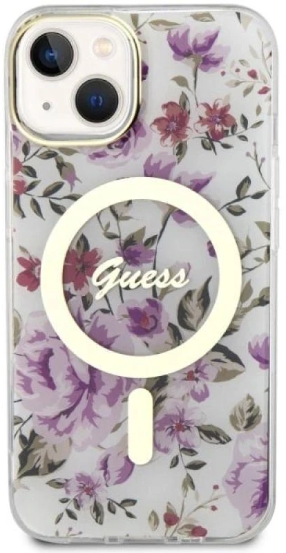 Dėklas GUESS GUHMP14MHCFWST IPHONE 14 PLUS / 15 PLUS 6.7 "TRANSPARENT HARDCASE FLOWER MAGSAFE