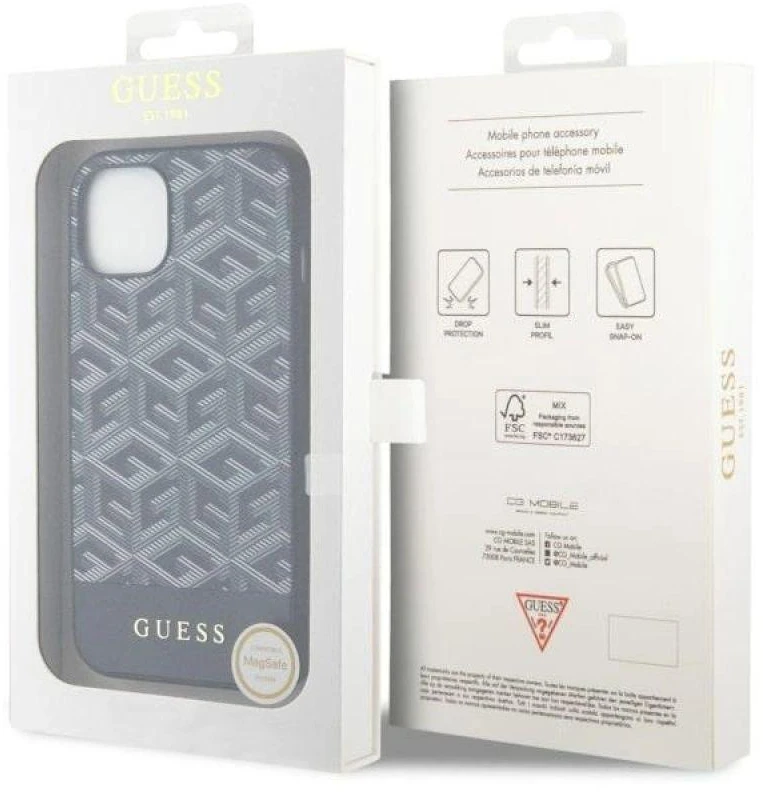 Dėklas GUESS GUHMP14MHGCFSEK IPHONE 14 PLUS / 15 PLUS 6.7 "Juodas / Juodas HARDCASE GCUBE STRIPES MAGSAFE