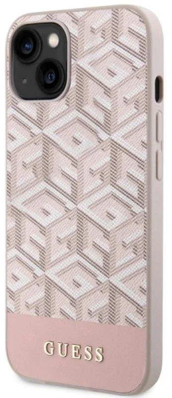 Dėklas GUESS GUHMP14MHGCFSEP IPHONE 14 PLUS / 15 PLUS 6.7 "Rožinis / Rožinis HARD CASE GCUBE STRIPES MAGSAFE