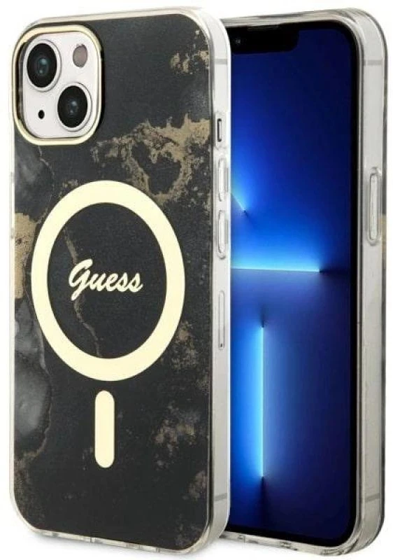 Dėklas GUESS GUHMP14MHTMRSK IPHONE 14 PLUS / 15 PLUS 6.7 "Juodas / Juodas HARDCASE GOLDEN MARBLE MAGSAFE