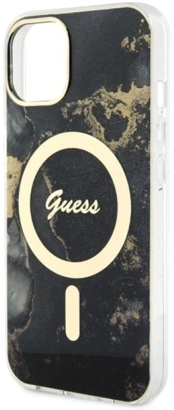 Dėklas GUESS GUHMP14MHTMRSK IPHONE 14 PLUS / 15 PLUS 6.7 "Juodas / Juodas HARDCASE GOLDEN MARBLE MAGSAFE