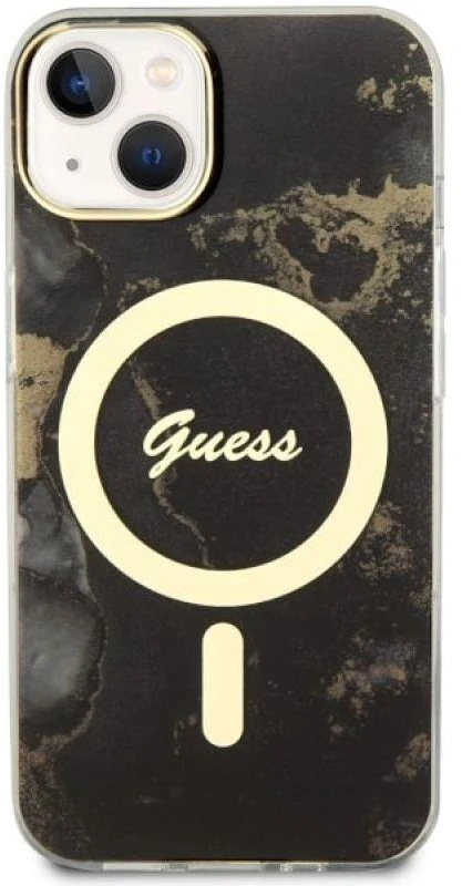 Dėklas GUESS GUHMP14MHTMRSK IPHONE 14 PLUS / 15 PLUS 6.7 "Juodas / Juodas HARDCASE GOLDEN MARBLE MAGSAFE