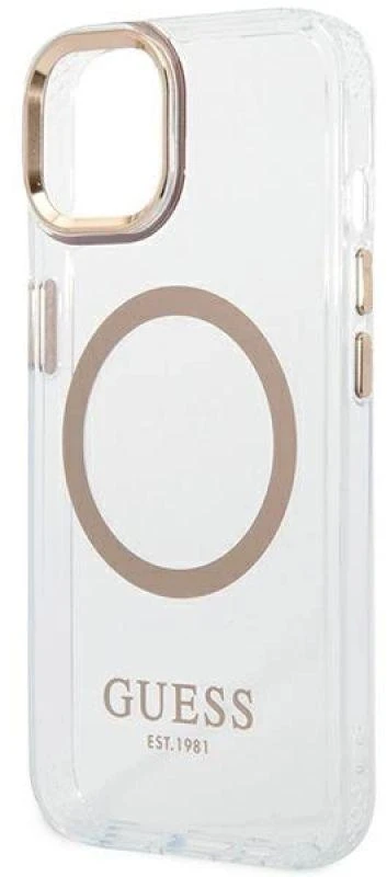 Dėklas GUESS GUHMP14MHTMD IPHONE 14 PLUS / 15 PLUS 6.7 "GOLD / GOLD HARD CASE METAL OUTLINE MAGSAFE