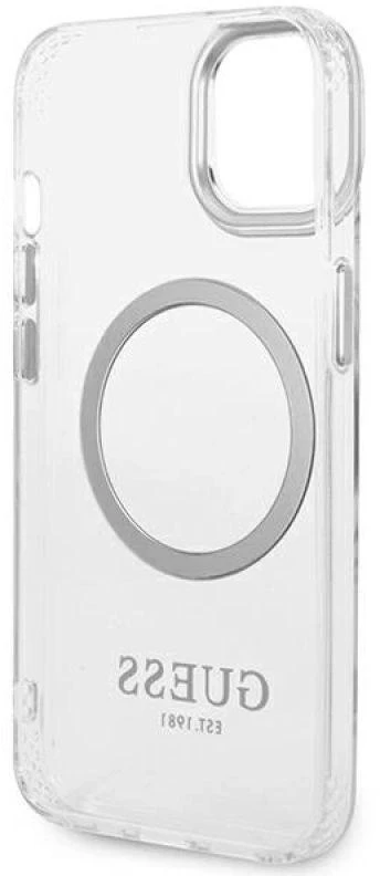 Guess GUHMP14MHTRMS Apple iPhone 14 Plus / 15 Plus 6.7″ sidabrinis kietas dėklas Metal Outline Magsafe