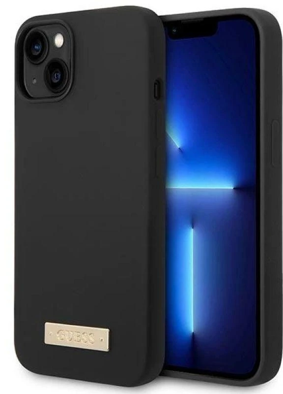 Dėklas GUESS GUHMP14MSBPLK IPHONE 14 PLUS / 15 PLUS 6.7 "Juodas / Juodas HARD CASE SILICONE PLATE MAGSAFE LOGO