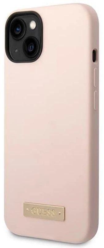 Dėklas GUESS GUHMP14MSBPLP IPHONE 14 PLUS / 15 PLUS 6.7 "Rožinis / Rožinis HARD CASE SILICONE PLATE MAGSAFE LOGO