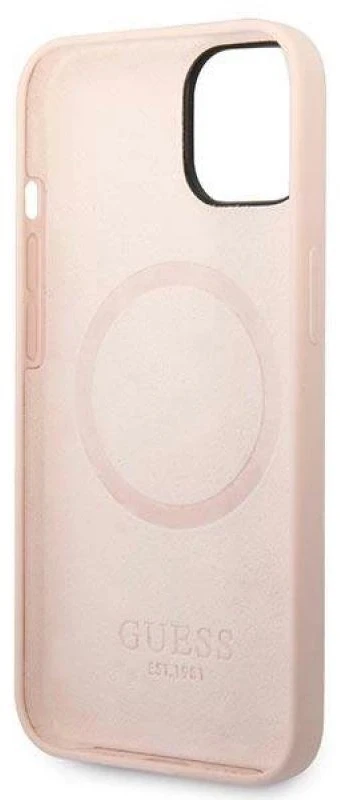 Dėklas GUESS GUHMP14MSBPLP IPHONE 14 PLUS / 15 PLUS 6.7 "Rožinis / Rožinis HARD CASE SILICONE PLATE MAGSAFE LOGO