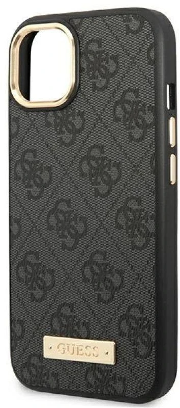 Guess GUHMP14MU4GPRK Apple iPhone 14 Plus / 15 Plus 6.7″ juodos spalvos kietas dėklas 4G Logo Plate MagSafe