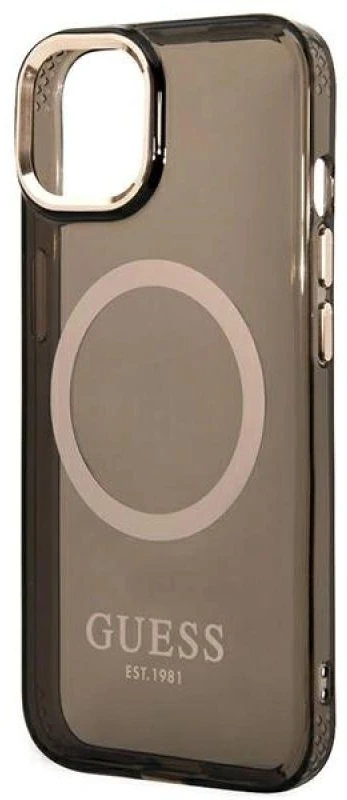 Guess GUHMP14SHTCMK Apple iPhone 14 / 15 / 136.1" dėklas telefonui juodos spalvos hard case Gold Outline Translucent MagSafe