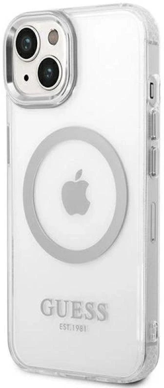 Dėklas GUESS GUHMP14SHSHTMS IPHONE 14/15/13 6.1 "Sidabrinis / Sidabrinis HARD CASE METAL OUTLINE MAGSAFE