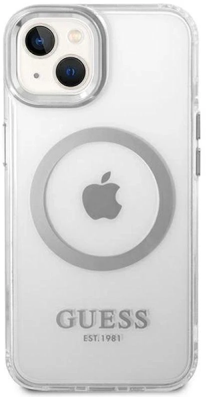 Dėklas GUESS GUHMP14SHSHTMS IPHONE 14/15/13 6.1 "Sidabrinis / Sidabrinis HARD CASE METAL OUTLINE MAGSAFE