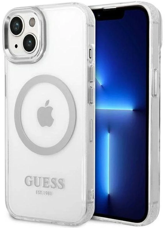 Dėklas GUESS GUHMP14SHSHTMS IPHONE 14/15/13 6.1 "Sidabrinis / Sidabrinis HARD CASE METAL OUTLINE MAGSAFE