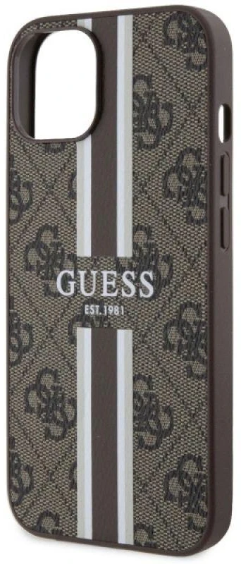 Guess telefono dėklas iPhone 14 6,1 GUHMP14SP4RPSW ruda hartelefono dėklas Magsafe 4G Printed Stripes