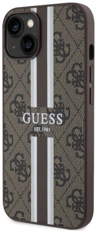 Guess telefono dėklas iPhone 14 6,1 GUHMP14SP4RPSW ruda hartelefono dėklas Magsafe 4G Printed Stripes