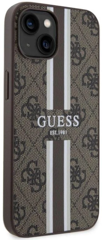Guess telefono dėklas iPhone 14 6,1 GUHMP14SP4RPSW ruda hartelefono dėklas Magsafe 4G Printed Stripes